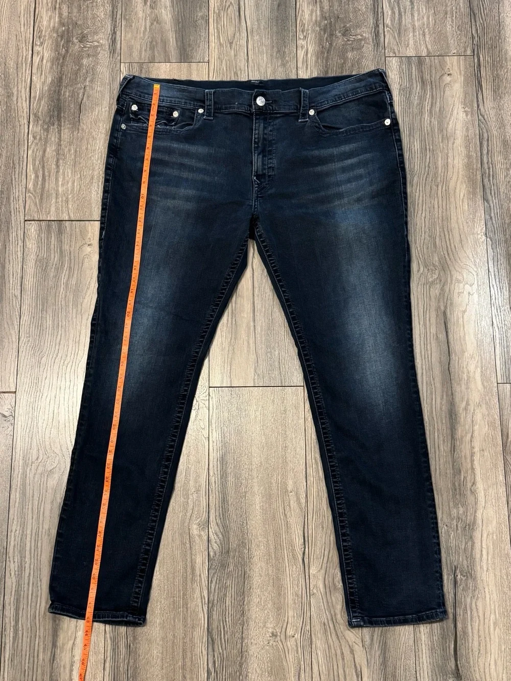 True Religion Geno Relaxed Slim Jeans Mens 44 Dark Wash Stretch Denim